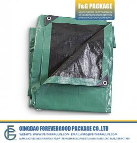 Heavy Duty Green Black PE Tarpaulin With Plastic Bar