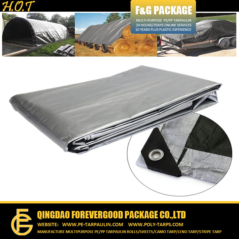 Outdoor Use Heavy duty PE Tarpaulin Silver color with black corner.jpg